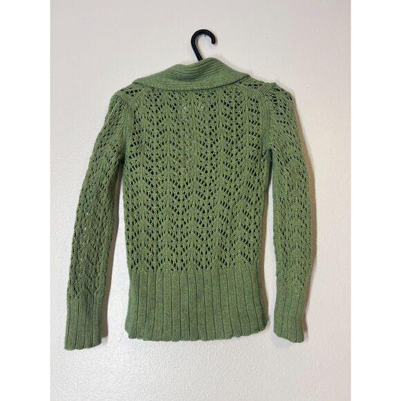 Y2k Old Navy Green Lambswool Blend Sweater Sz XS Cottagecore Twee Fairy - Picture 4 of 9